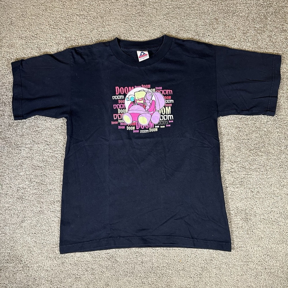Vintage Y2K Invader Zim Nickelodeon Cartoon Graphic T-Shirt Black Men's Size M